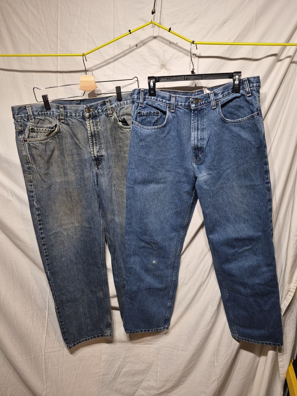 2 Pair Kirkland Signature Jeans, Men's Size 36x30, Blue, Denim, Straight Leg,
